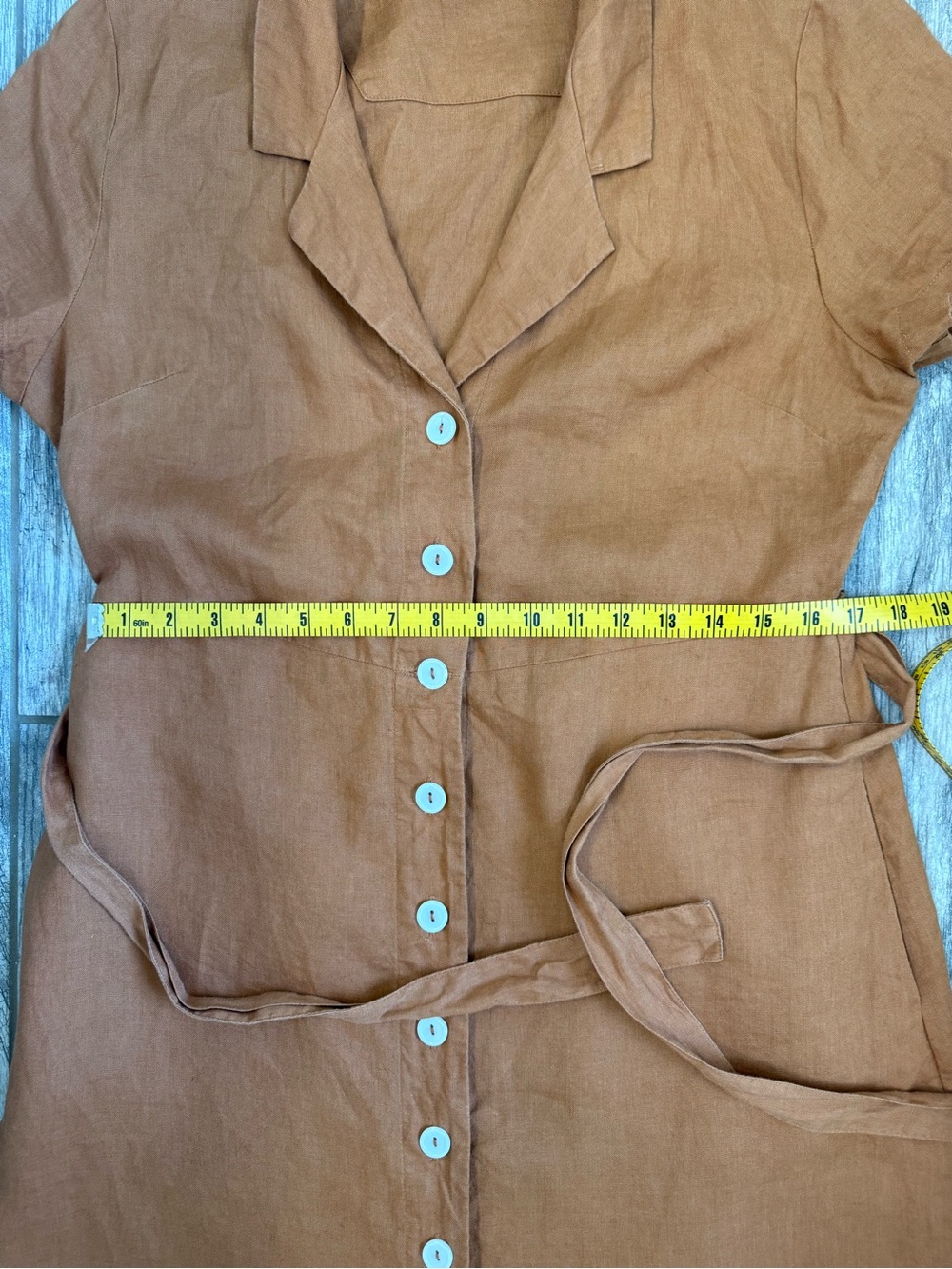 Quince linen button front dress Terracotta SzM - Picture 11 of 14